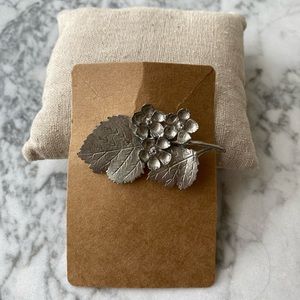 Vintage Flower and Leaf Brooch Pin